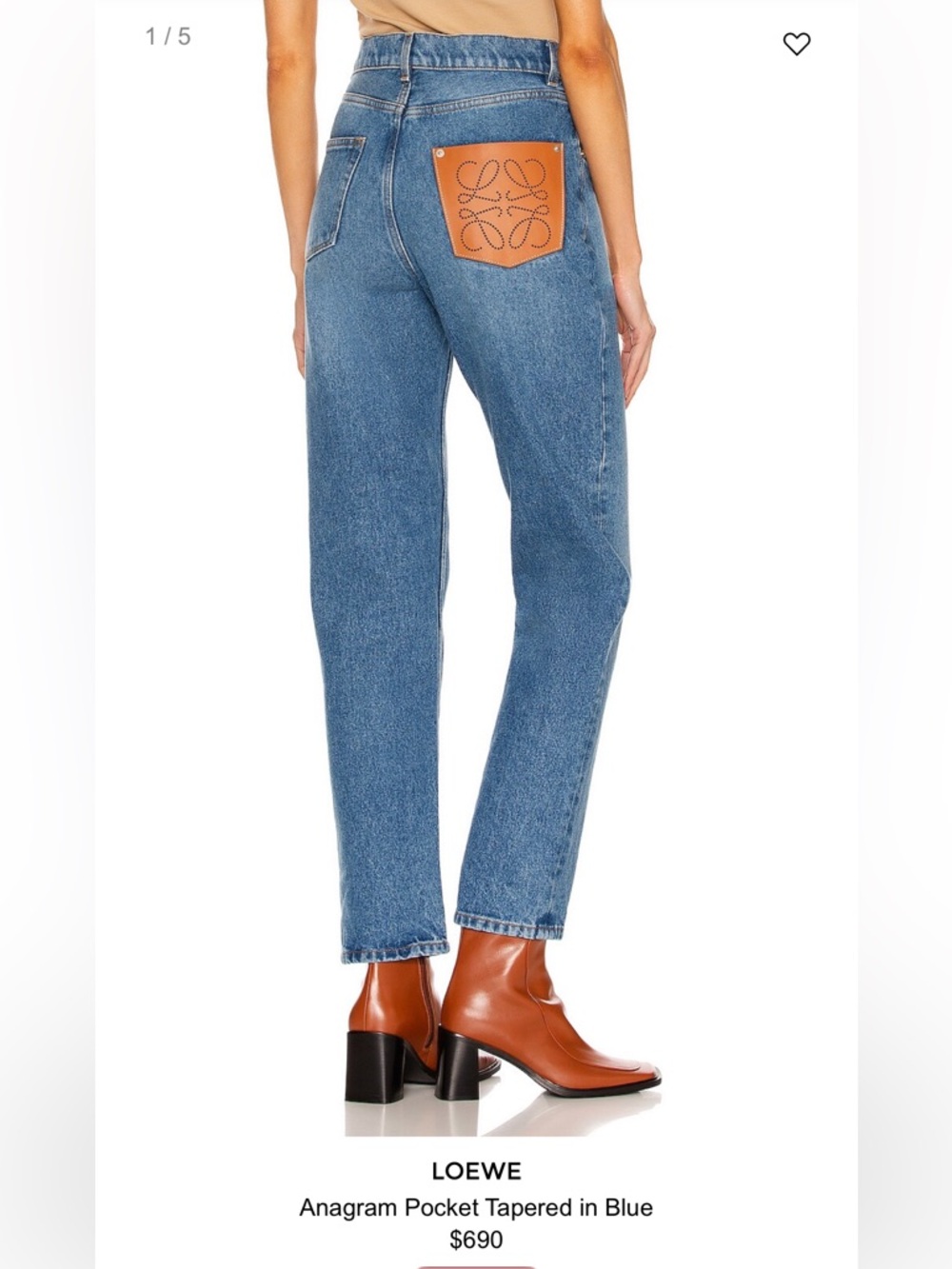 Loewe Anagram Straight-Leg Jeans with Tan Leather Patch 26